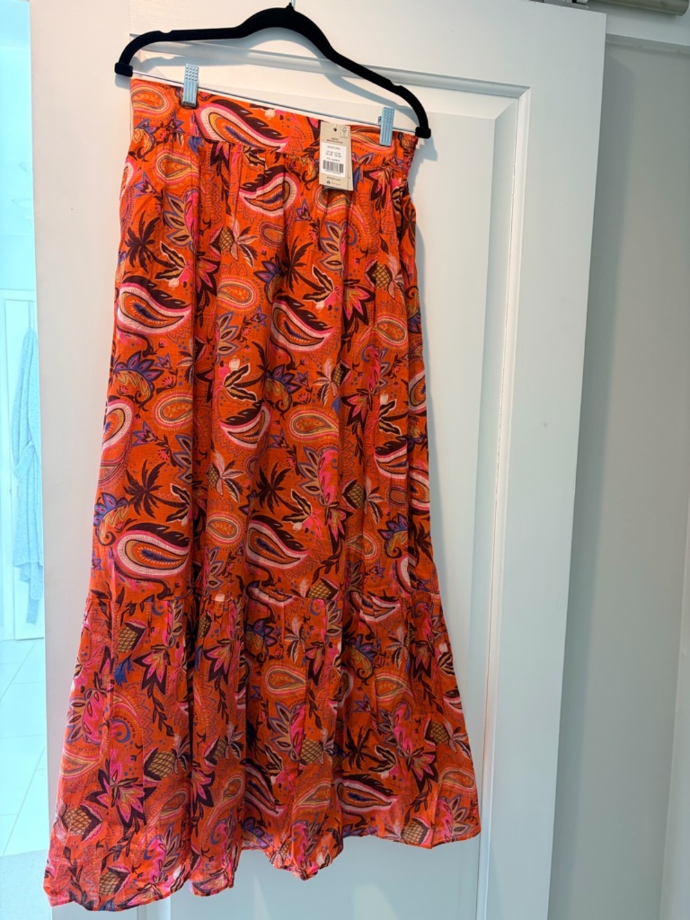 Boden Orange Paisley Maxi Skirt with Pink & Purple Print - NWT - US12/UK16